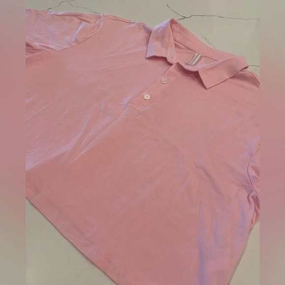FABLETICS Boxy Short-Sleeve Polo Orchid Pink Large NWOT - Picture 8 of 15